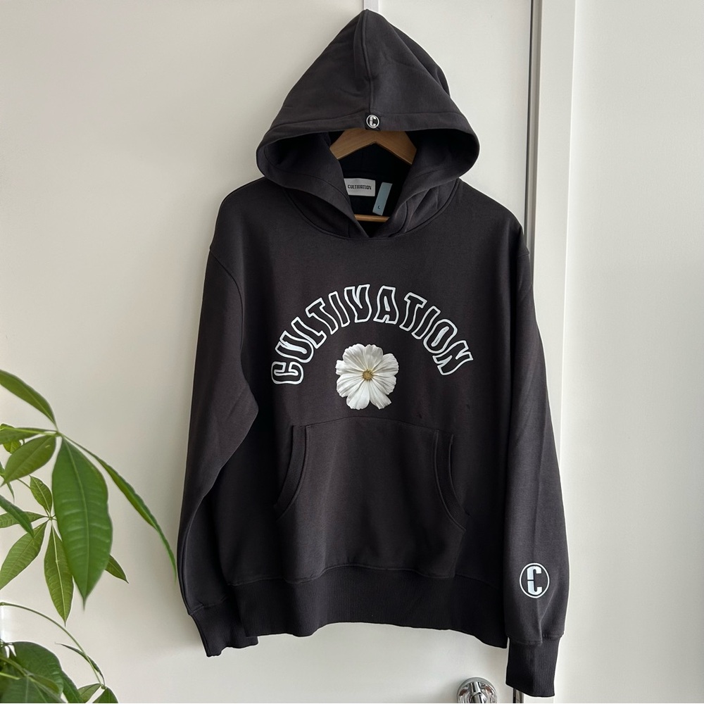 Grey Cultivation Hoodie with Flower Design